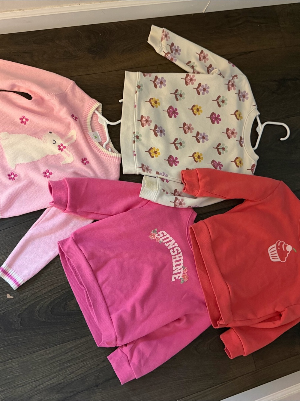 Kids Floral & Pink Sweatshirt Set - Pink, Coral